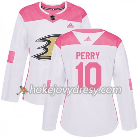 Dámské Hokejový Dres Anaheim Ducks Corey Perry 10 Bílá 2017-2018 Adidas Růžová Fashion Authentic